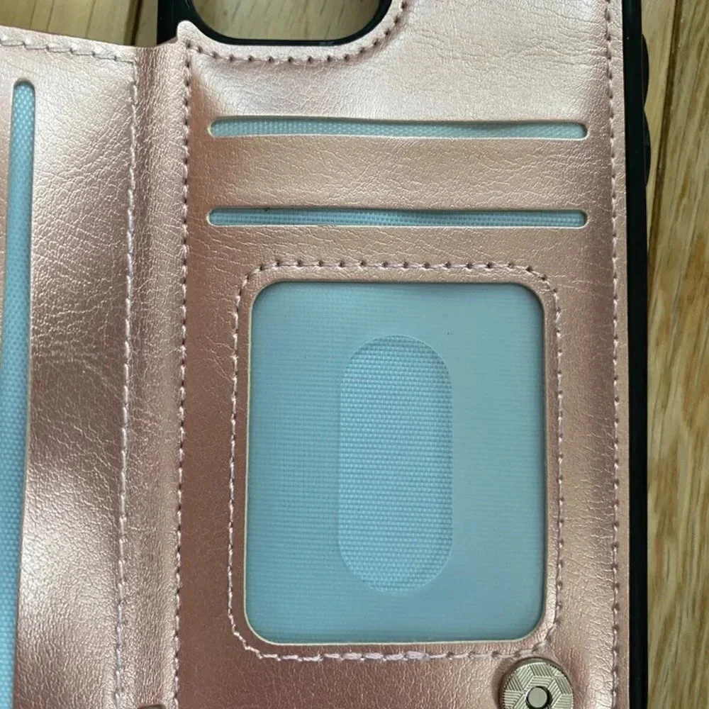 Metallic Pink Cellphone Case iPhone 11 Pro Wallet Case 5.8in